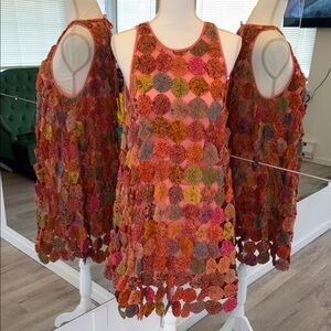 Free People Orange Multi Floral Yo-Yo Mini Dress